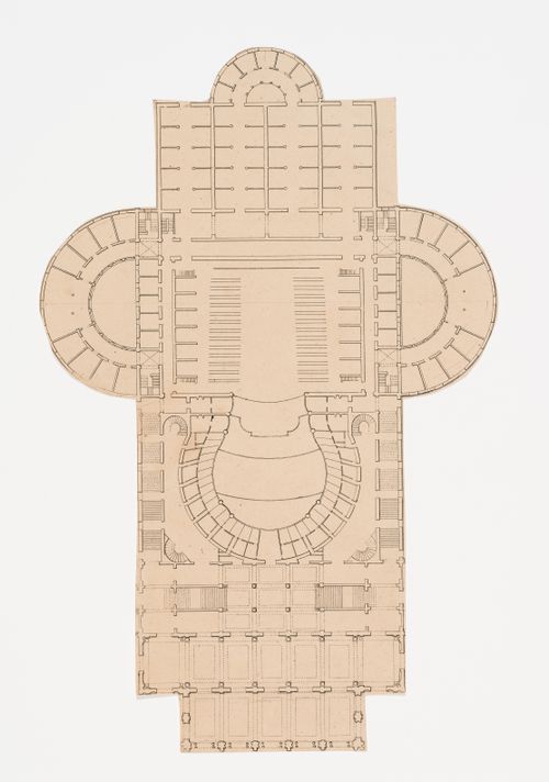 Ground floor plan for an opera house for the Théâtre impérial de l'opéra