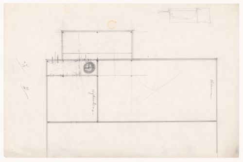 Partial plan and sketch plan for a campus building for Illinois Institute of Technology, with a small unidentified sketch plan