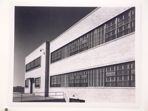 View of the east façade of the Administration Building and the principal façade of the Engineering Building, Curtiss-Wright Corporation Airplane Division St. Louis Assembly Plant, Robertson, Missouri