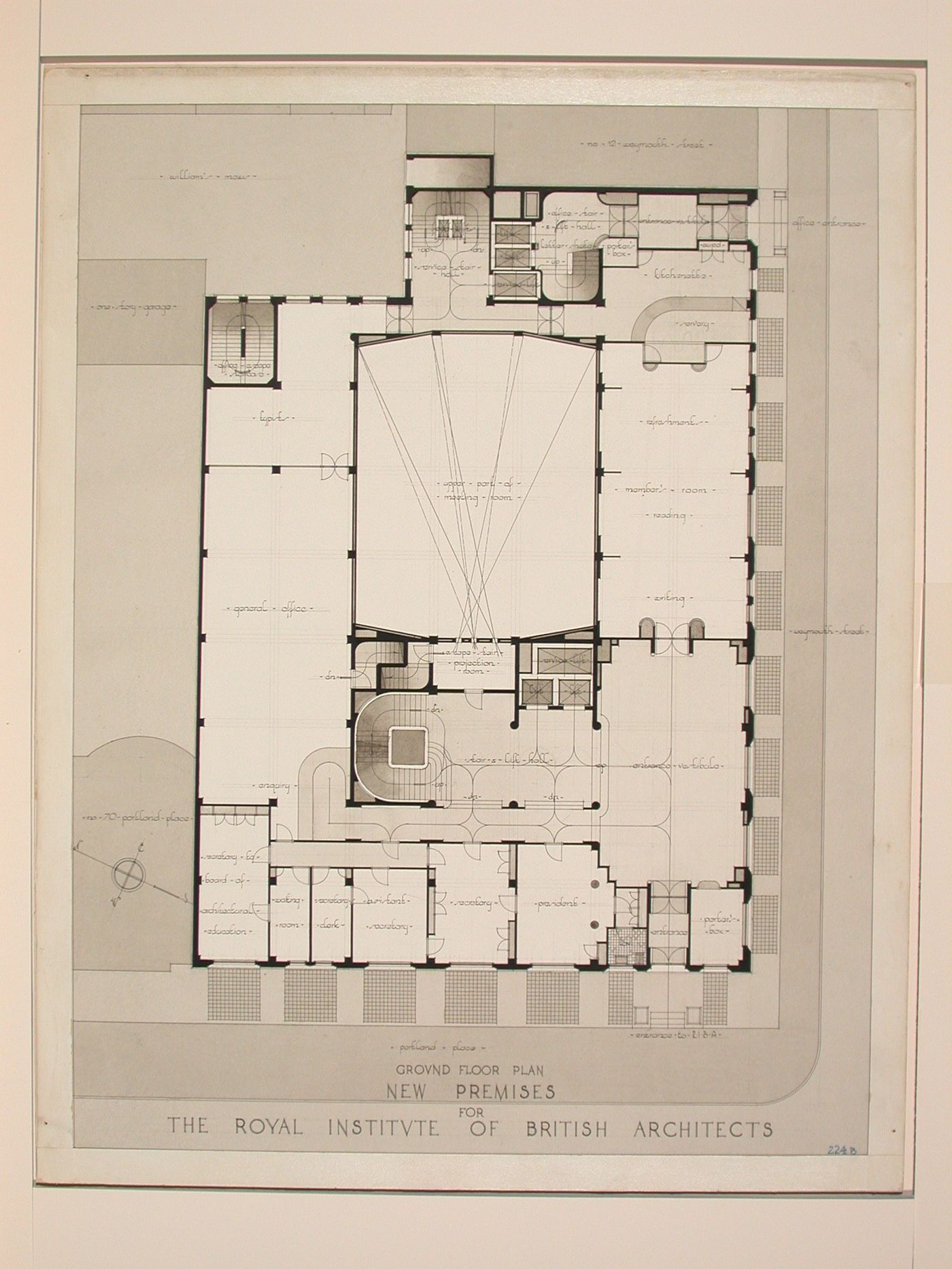 New premises for the Royal Institute of British Architects: Plan of ground floor