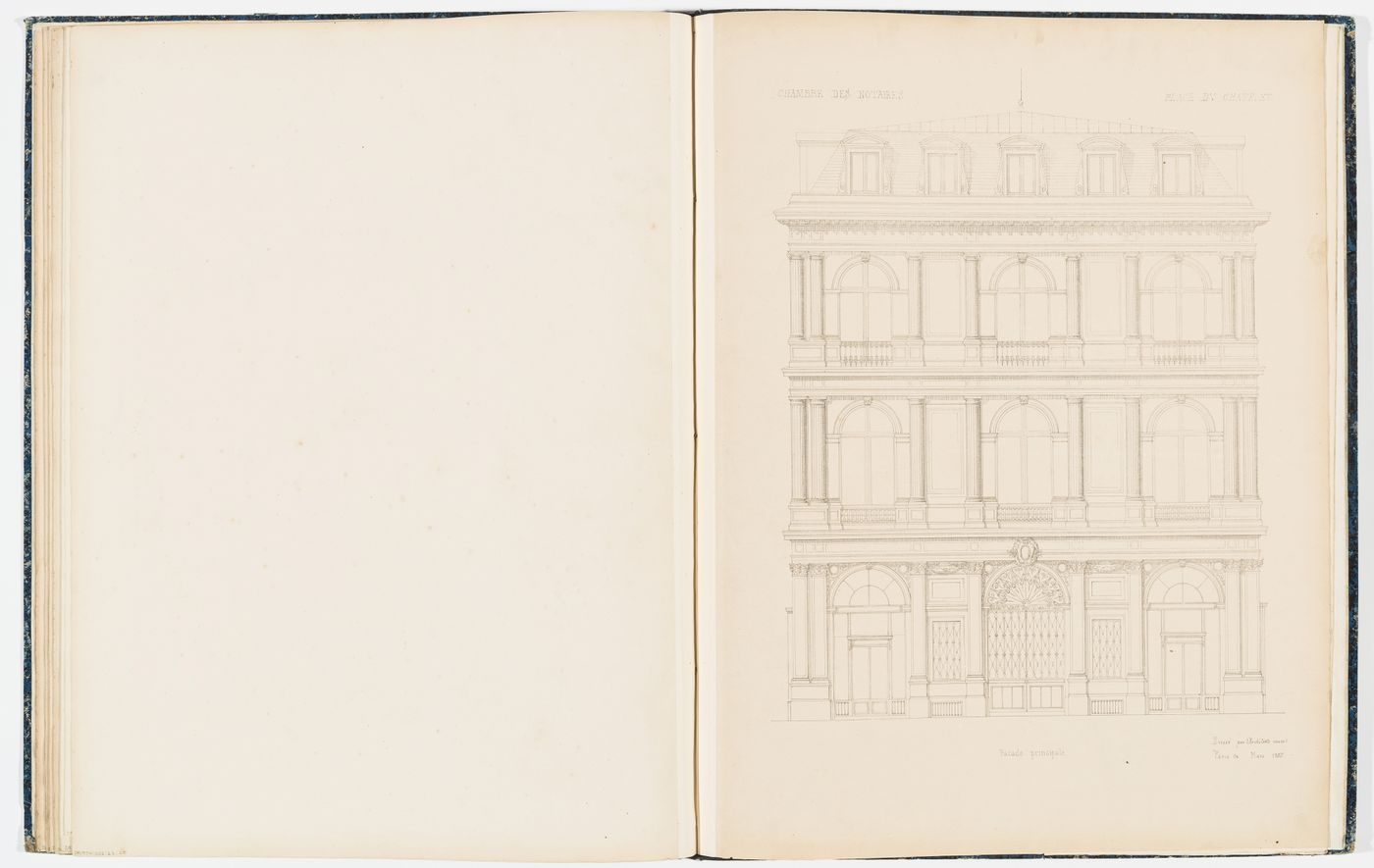 Elevation showing an alternate design for the principal façade of the Chambre des Notaires