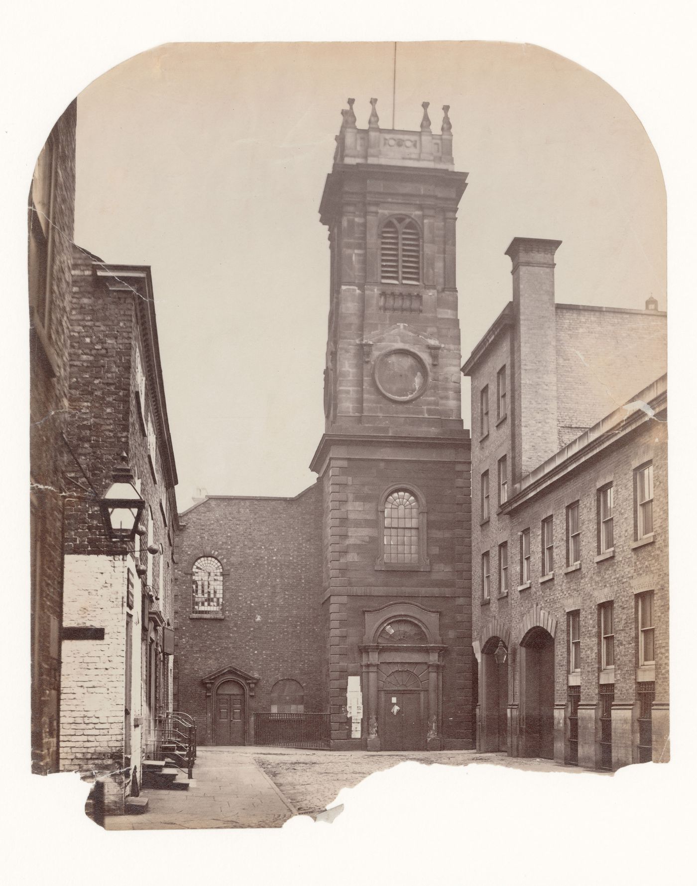 Exterior view of façade of St. Paul's Church, Turner Street, Manchester, England