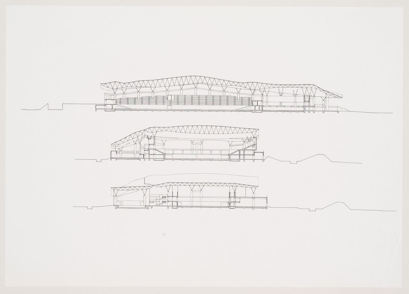 Sections plan, Odawara Municipal Sports Complex, Odawara, Kanagawa, Japan