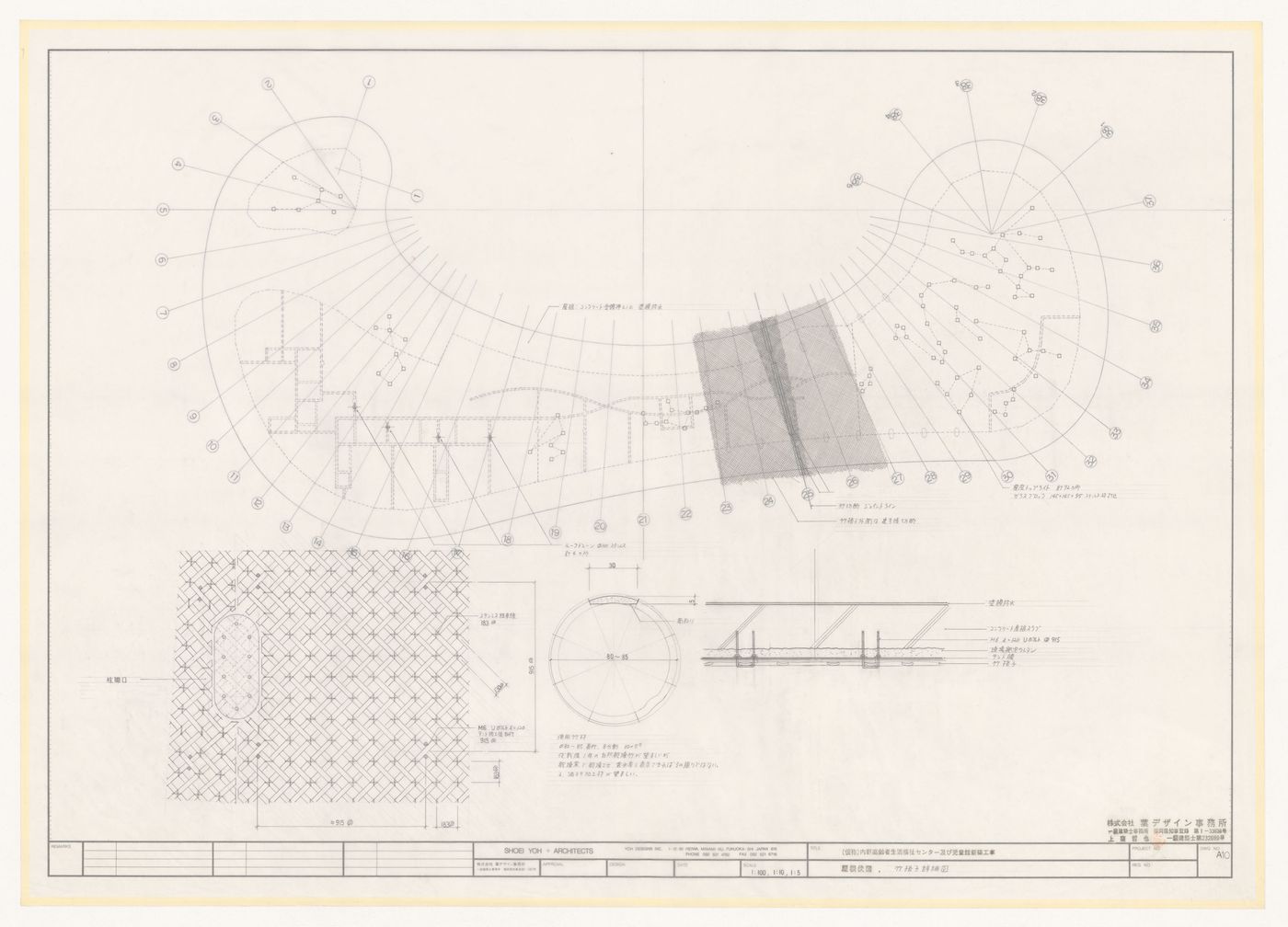 Plan and details for Uchino Community Center for Seniors and Children, Fukuoka Prefecture, Japan