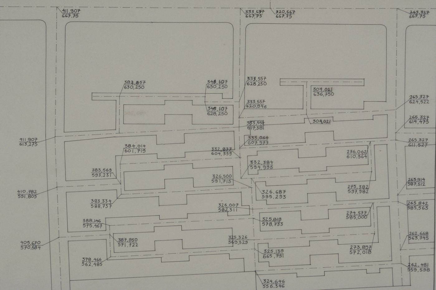 Site plan possibly showing street layout calculations for the Aranya Housing Project, Indore, India