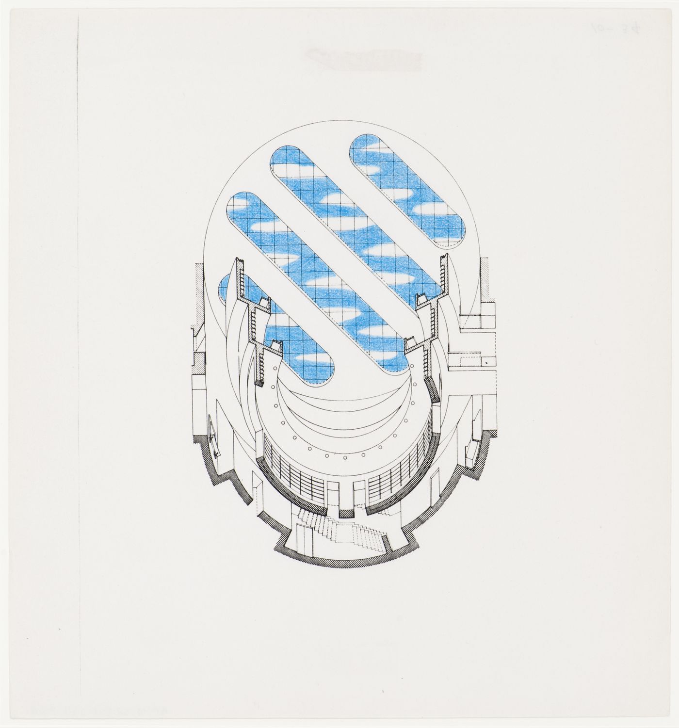 Biblioteca pubblica, Latina, Italy: axonometric for skylight drum