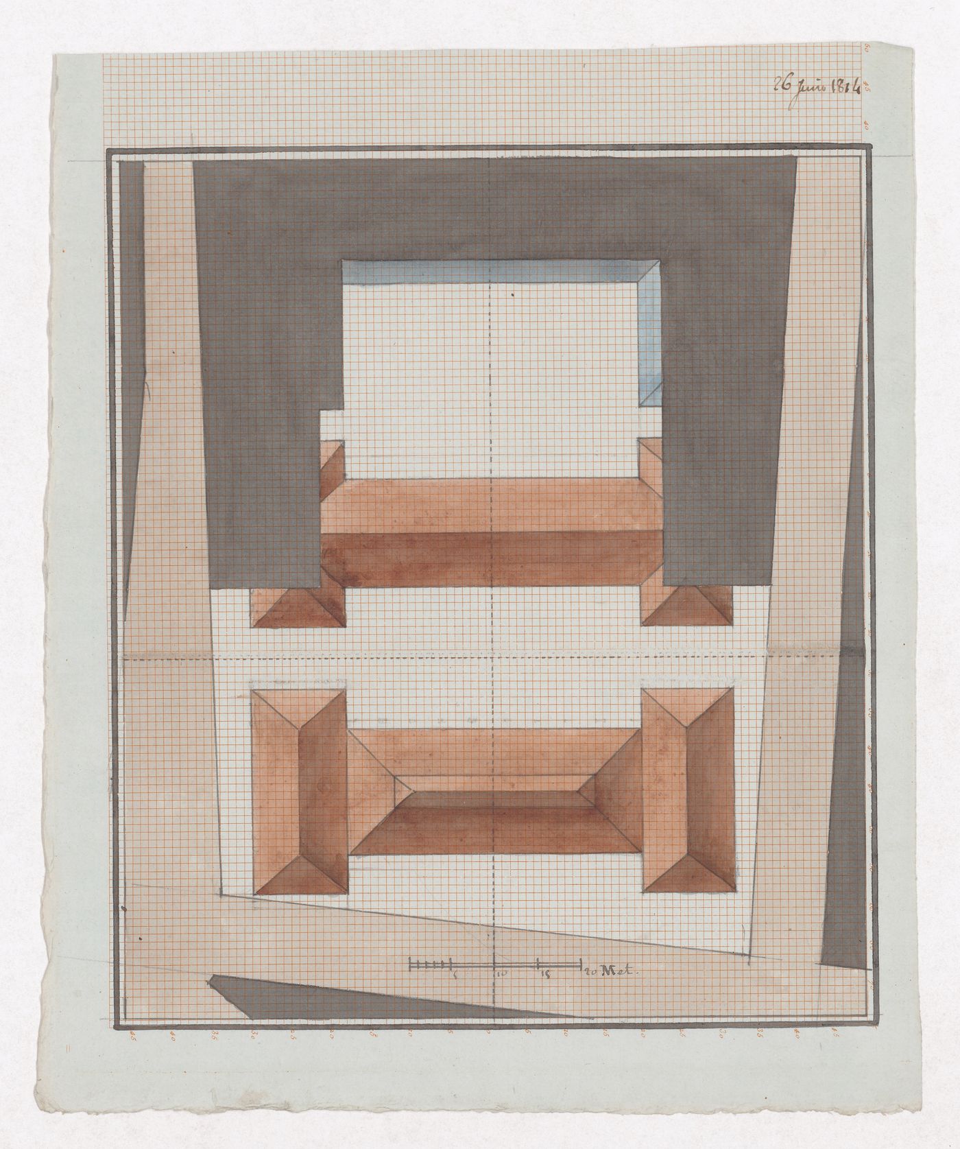 Roof plan for Market Building, Marché des Carmes, Paris