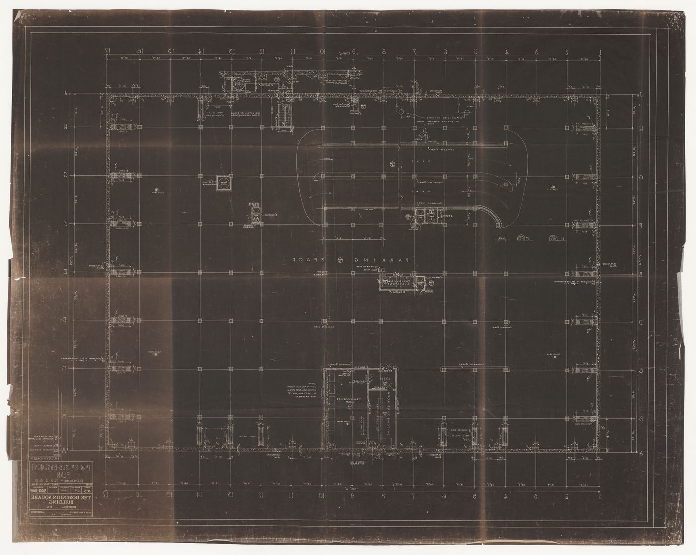 Sub-basement plan for Dominion Square Building, Montreal, Québec