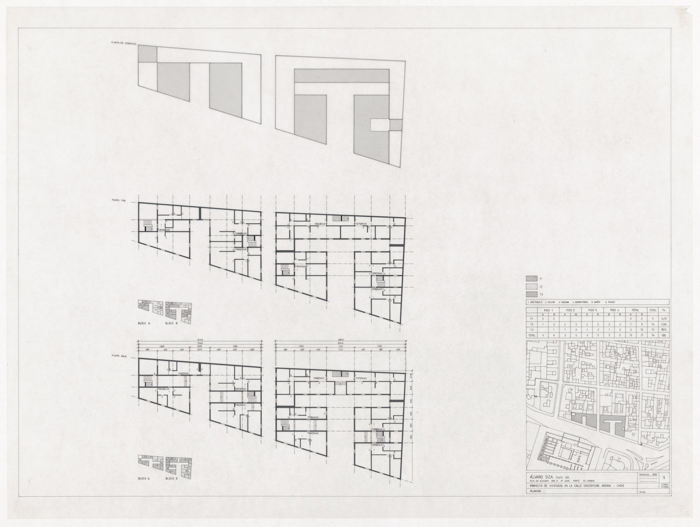 Plans for Habitações em Concepcion Arenal, Cadiz, Spain