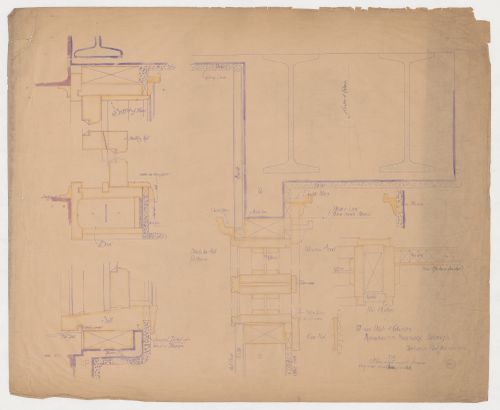 Monadnock and Kearsarge Buildings, Chicago: Sectional and plan details for woodwork for doorframes, window frames, interior partitions and wall mouldings