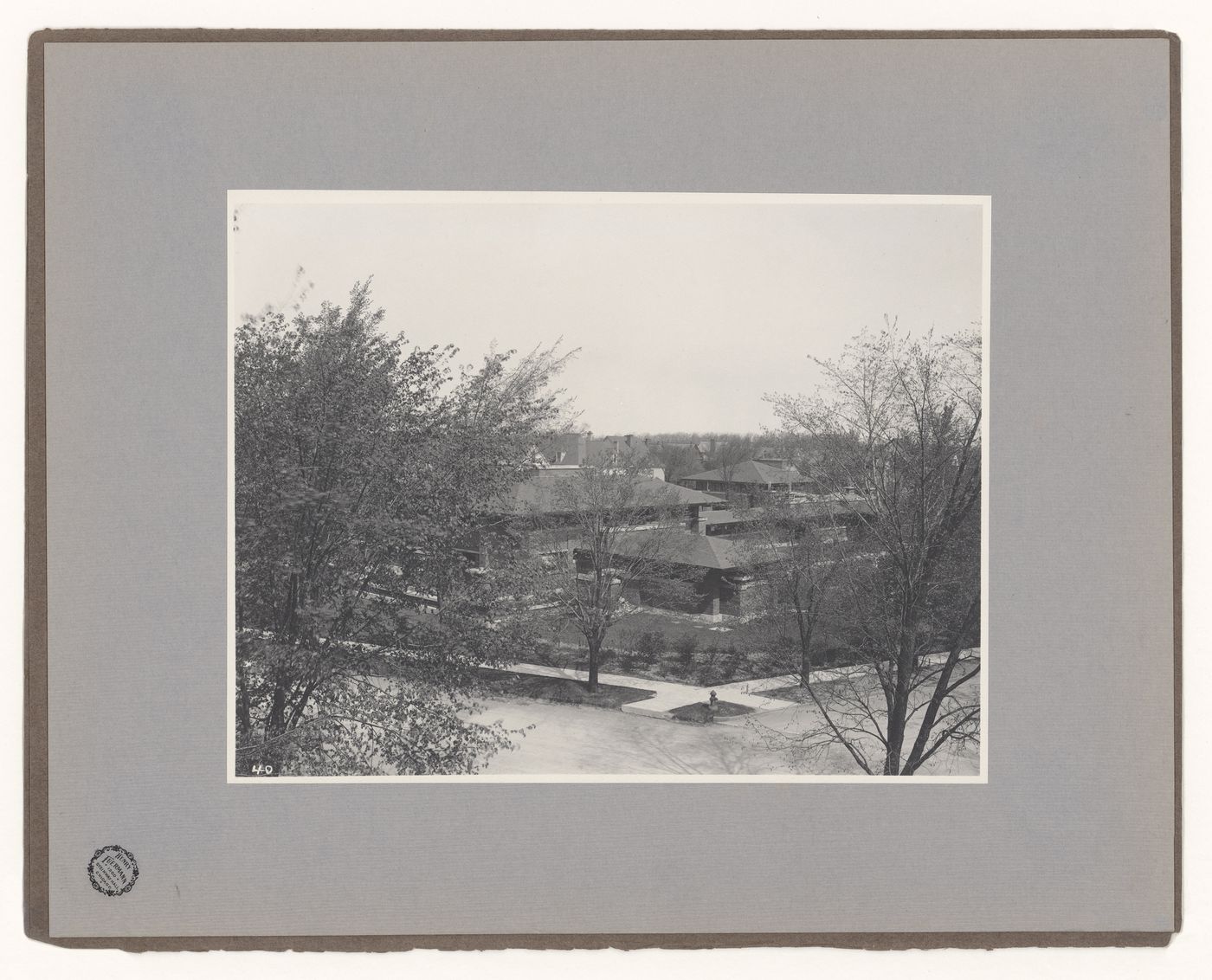 View of Darwin D. Martin House from an elevated viewpoint from the Church of the Good Shepherd, Buffalo, New York