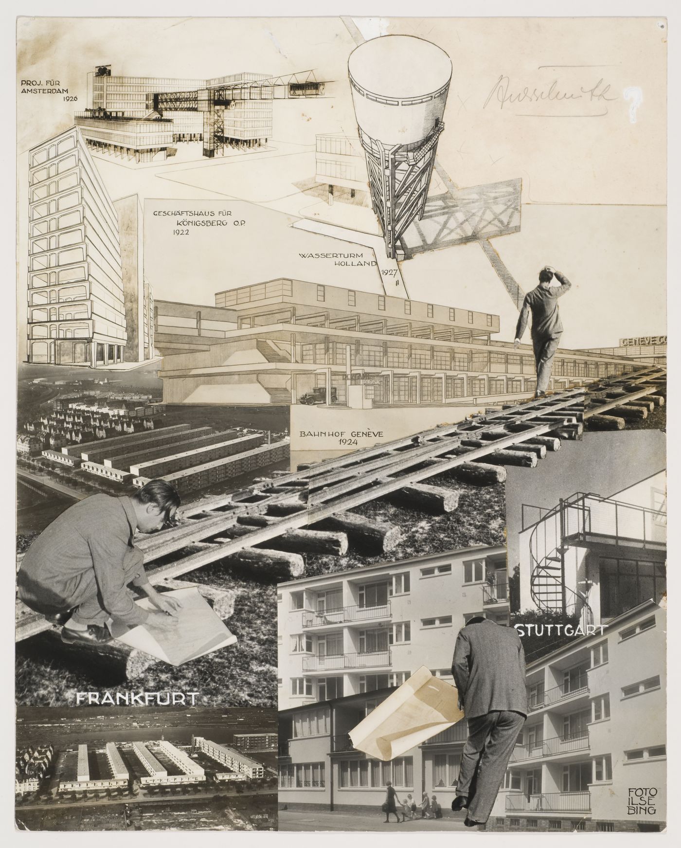 Photomontage of 1920's housing projects by architect Mart Stam