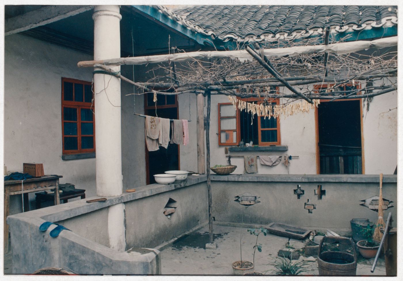 View of rural house interior court in Sichuan province, China