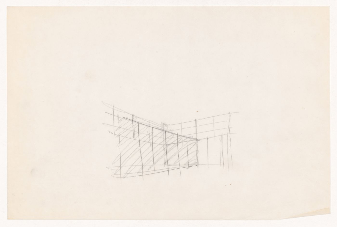 Perspective sketch showing glazed partition for the Gymnasium