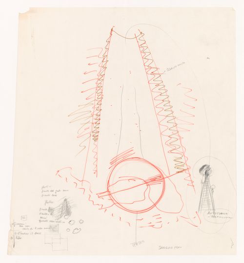 Sketch for Riqualificazione cava di San Carlo [Redevelopment San Carlo quarry], San Vincenzo, Livorno, Italy