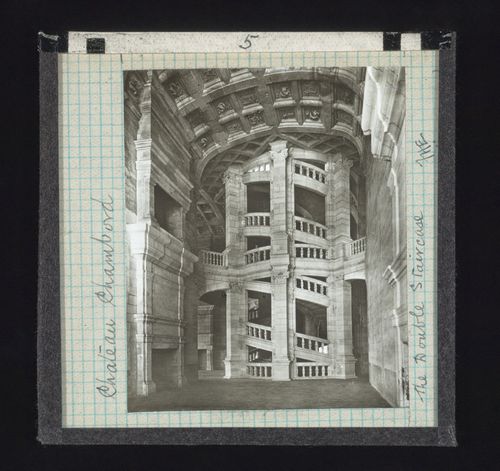 View of double spiral stairs of Château de Chambord, Chambord, Loir-et-Cher, France