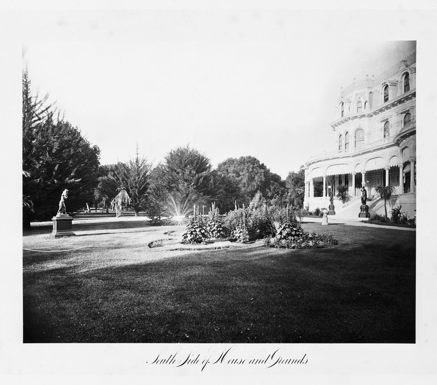 View of the exterior house and grounds, Thurlow Lodge, Menlo Park, California