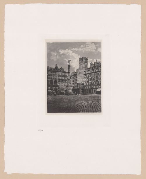 View of Place du Chatelet with the Tour St. Jacques in the background, Paris, France