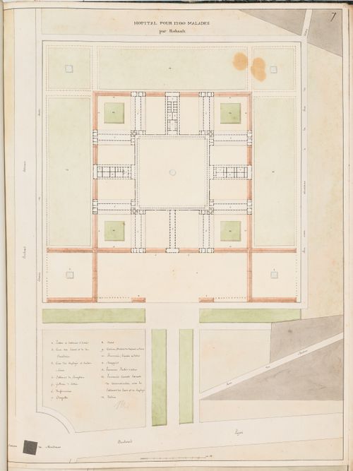 Ideal hospital for 1200 patients near the barrière de Monceau, Paris: Site plan number seven