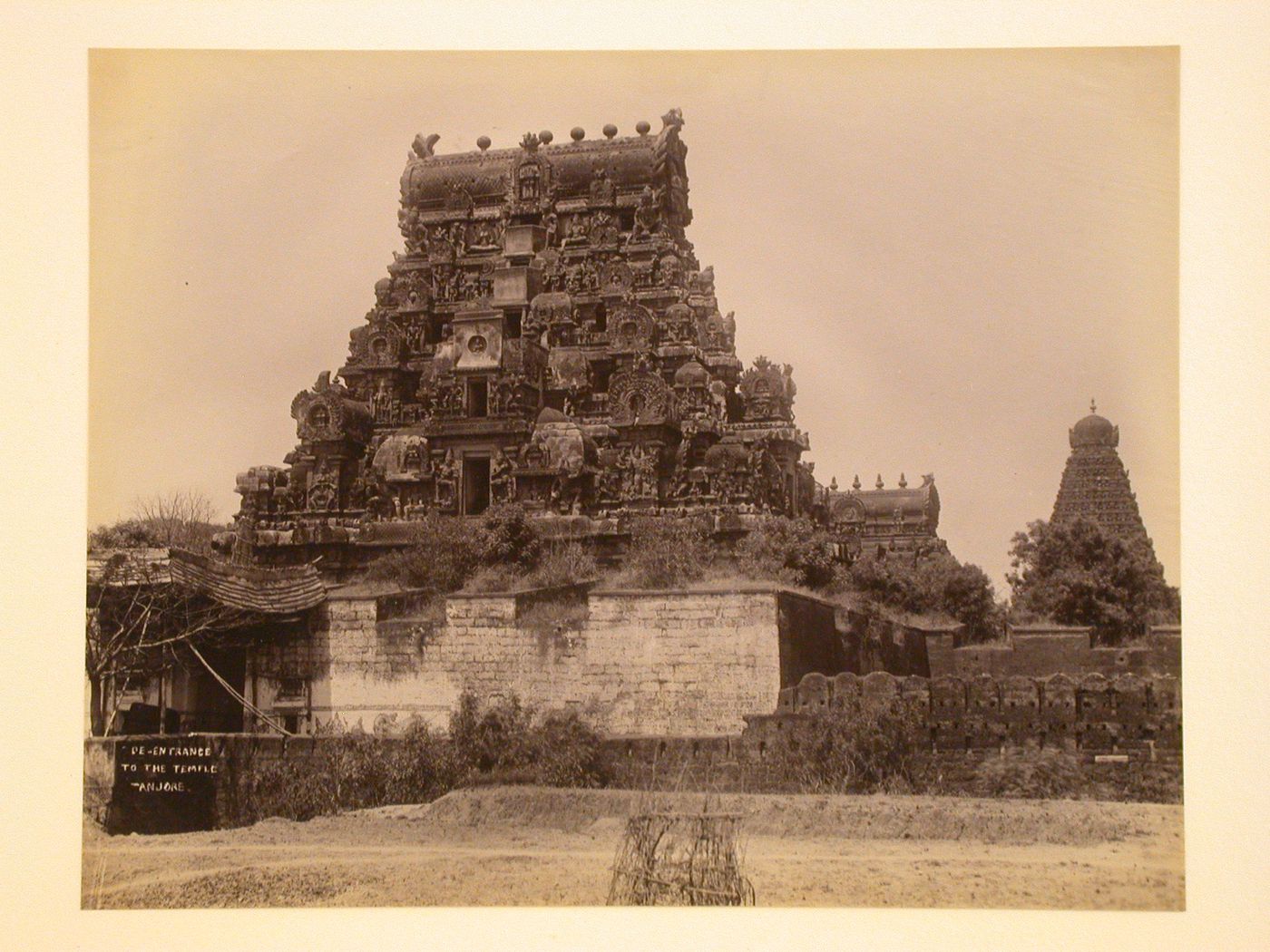 Rear view of the Brihadeeshwara (also known as Rajarajeswara) Temple, Brihadeeshwara Complex, Tanjore (now Thanjavur), India