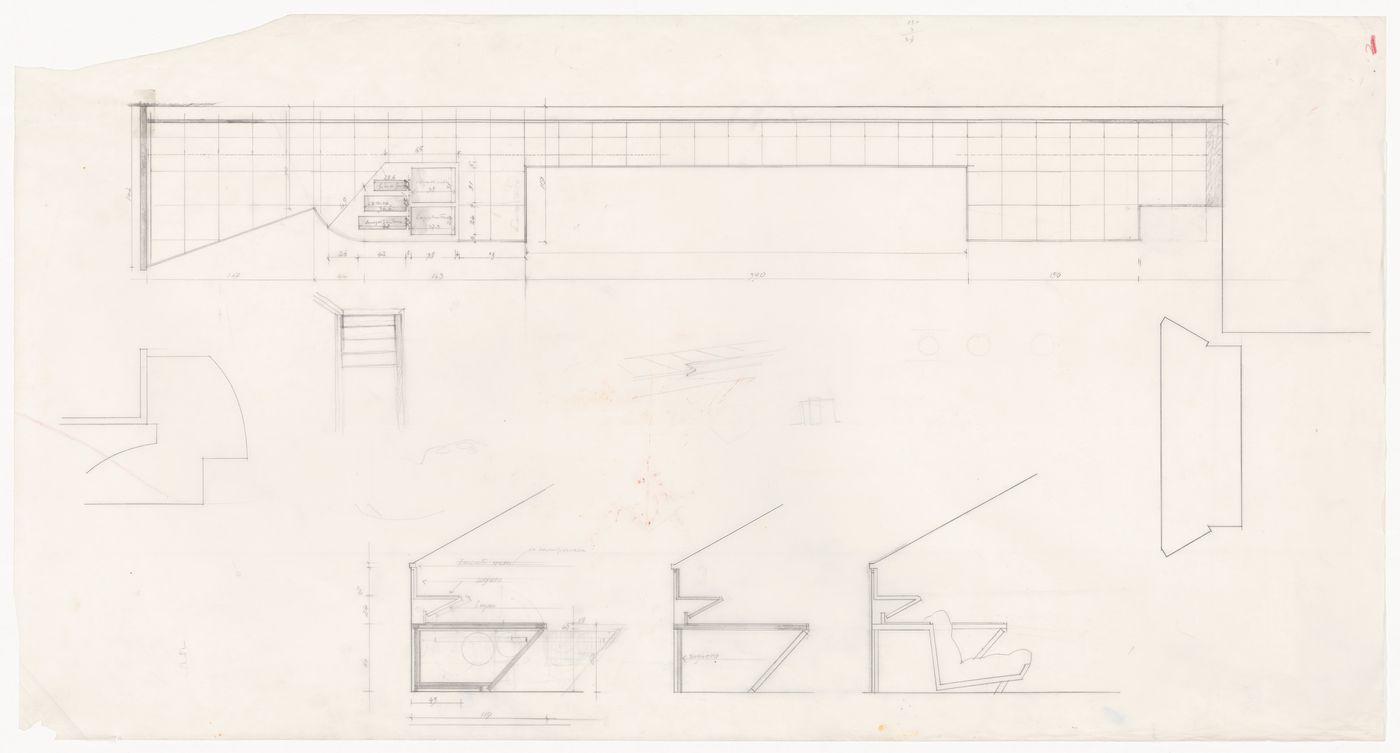 Plan and furniture sections for Appartamento Grossetti, Milan, Italy