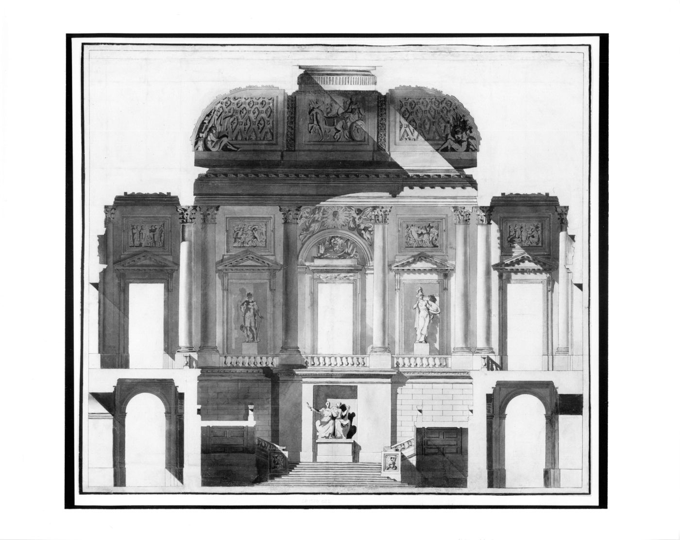 Study for the stairs of a palace - section