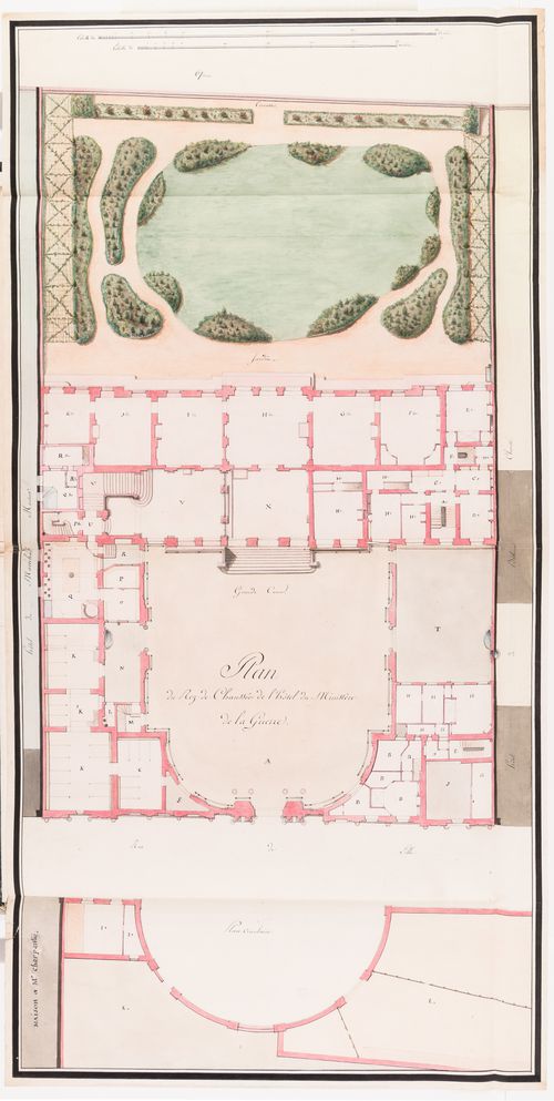 Hôtel du ministère de la Guerre, Paris: Plans for the ground floor and "entresols" with attached key