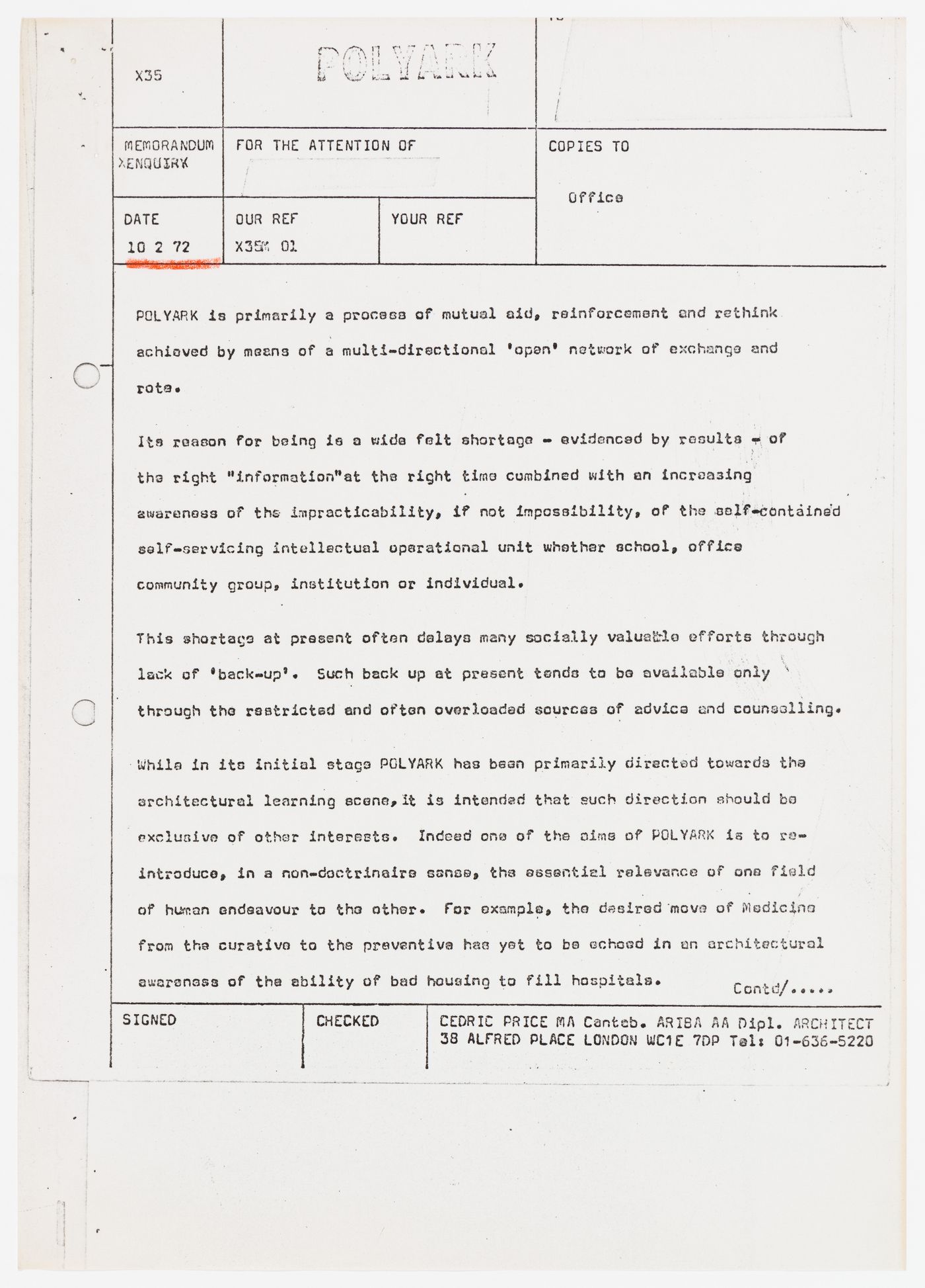 Draft project statement for Polyark