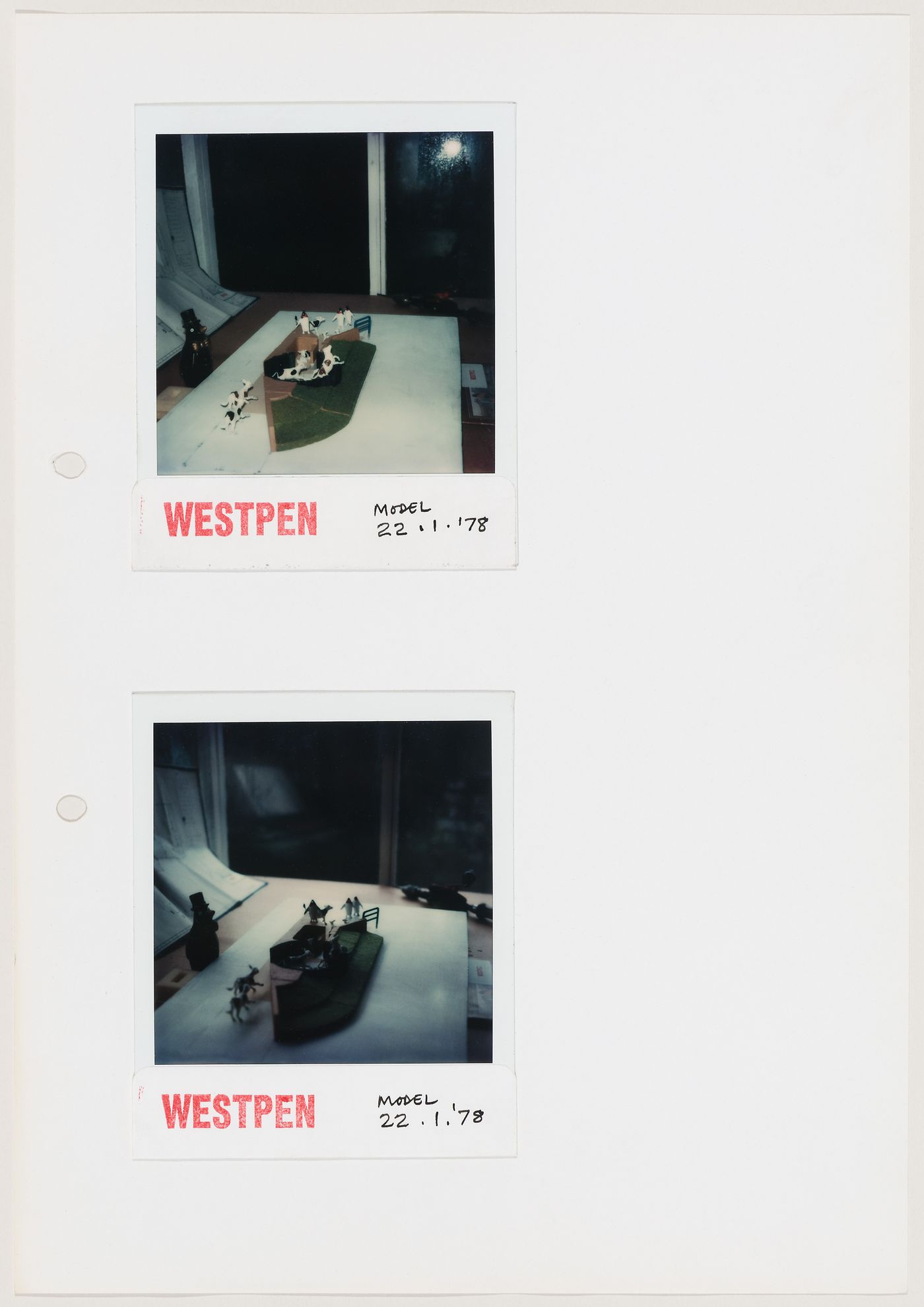 Photographs of a model for a livestock pen (document from the Westpen project records)