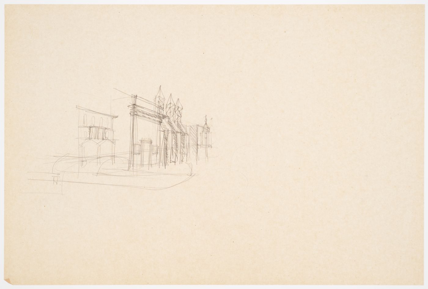 Teatro del Mondo, Venice, Italy: Sketch perspective of Venitian façades