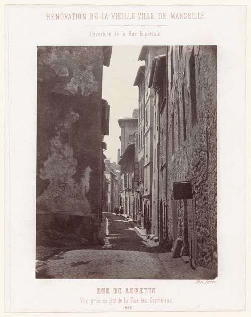 Renovation de la vieille ville de Marseille, Ouverture de la rue Impériale: Rue de Lorette, vue prise du côté de la rue des Carmelins