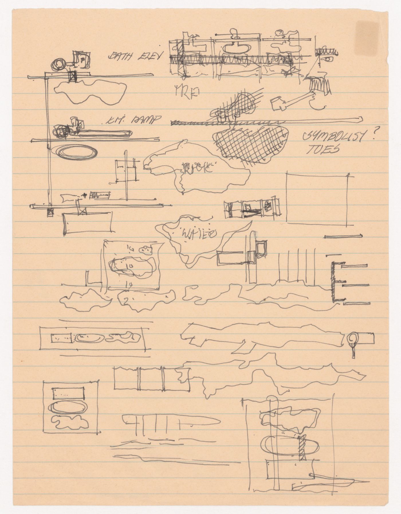 Sketches with annotations for Wall House