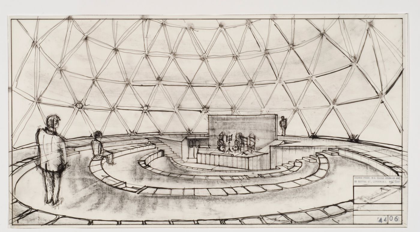 Interior perspective with dome cap lowered, Claverton Dome, Bath
