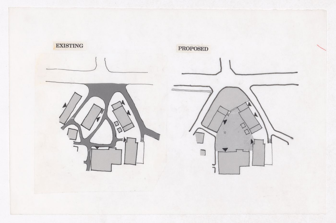 Plan showing road adjustments for the Sichuan housing project for "Housing a Billion: Village Upgrading: Jianlu, China" publication