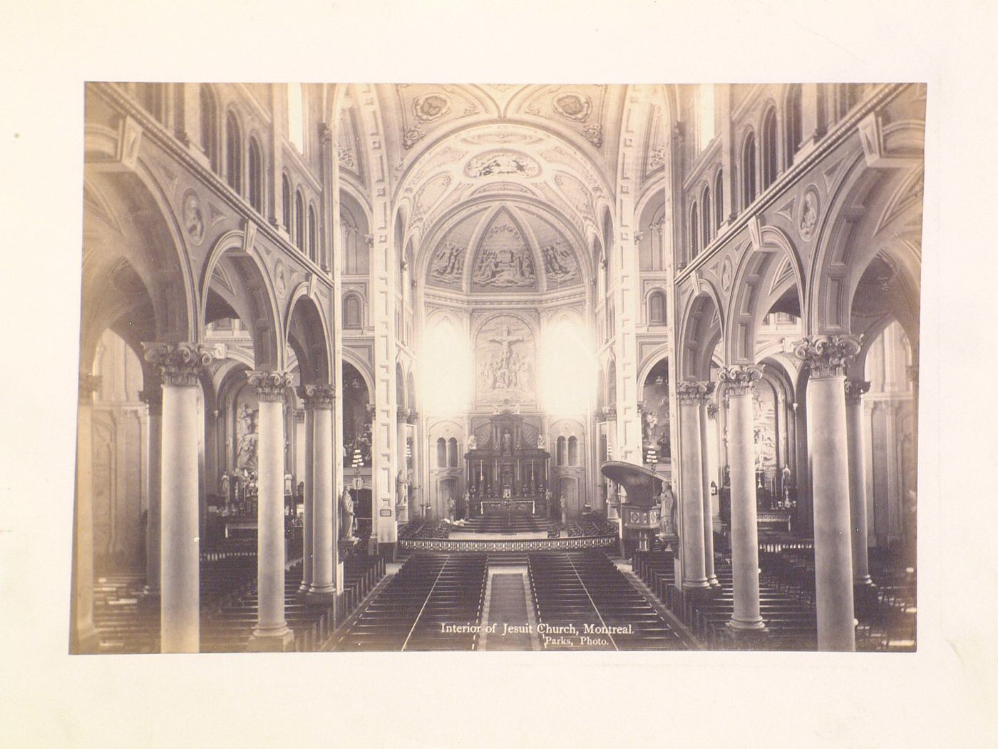 Interior view of the Jesuit Church showing the nave and sanctuary, 1202 rue de Bleury, Montréal, Québec