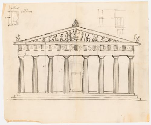 Airport, Athens, Greece: elevation with plan of the Parthenon