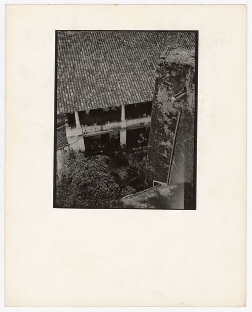 View of a roof and a courtyard, from Santa Prisca, Taxco de Alarcón, Mexico