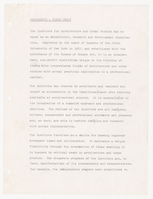 IAUS prospectus first draft