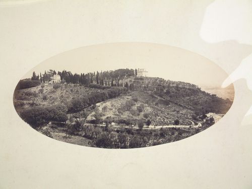 Monte Mario, Villa Mellini, panoramic view showing surrounding fields and villas on mountain, Rome, Italy