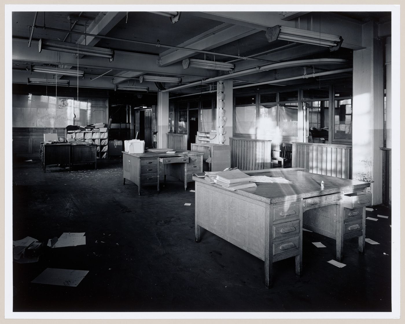 Interior view of the main office area on the second floor of the administration building of the Belding Corticelli Spinning Mill, Montréal, Québec