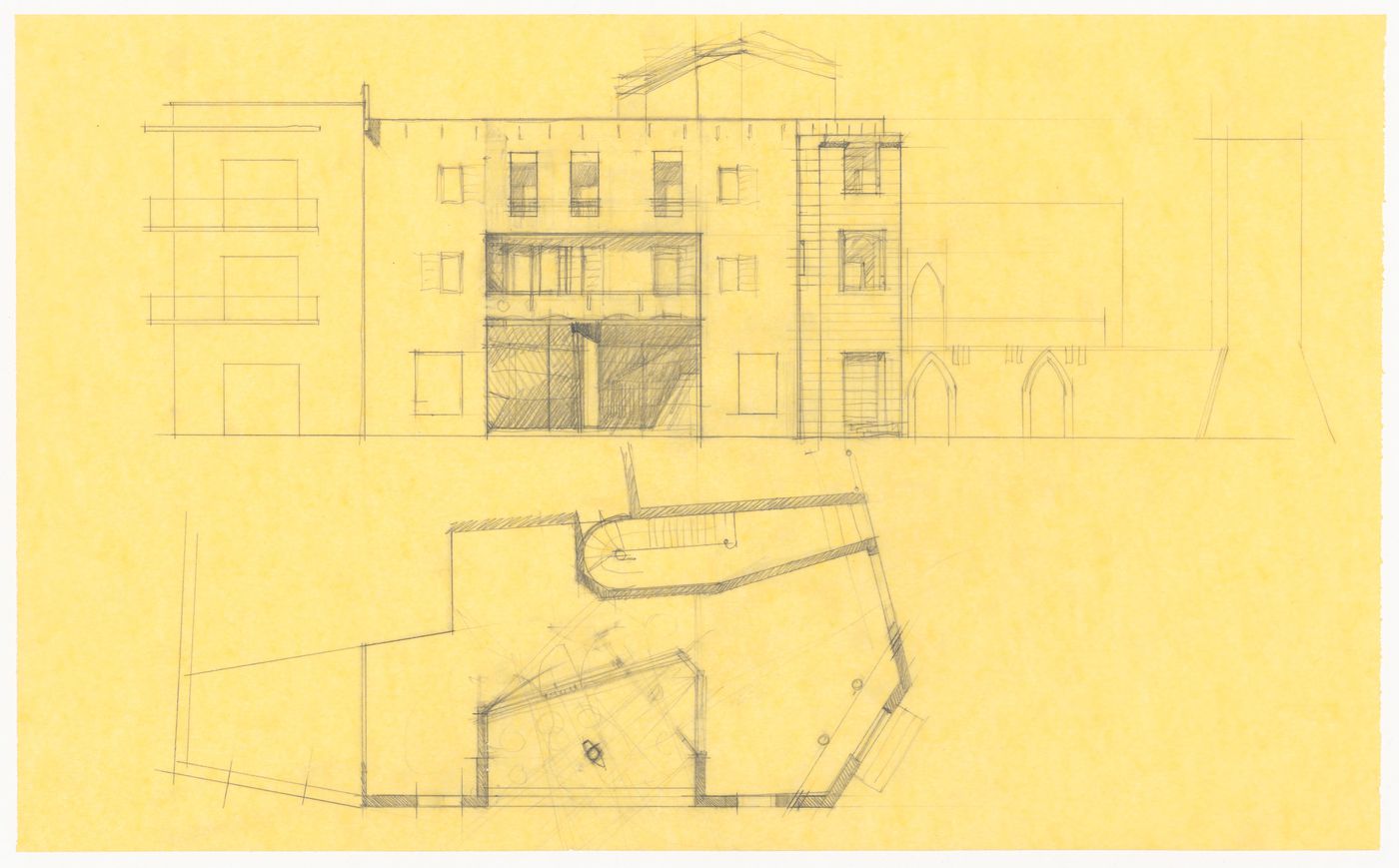 Elevation and floor plan for Casa sul Lungomare, Otranto, Italy