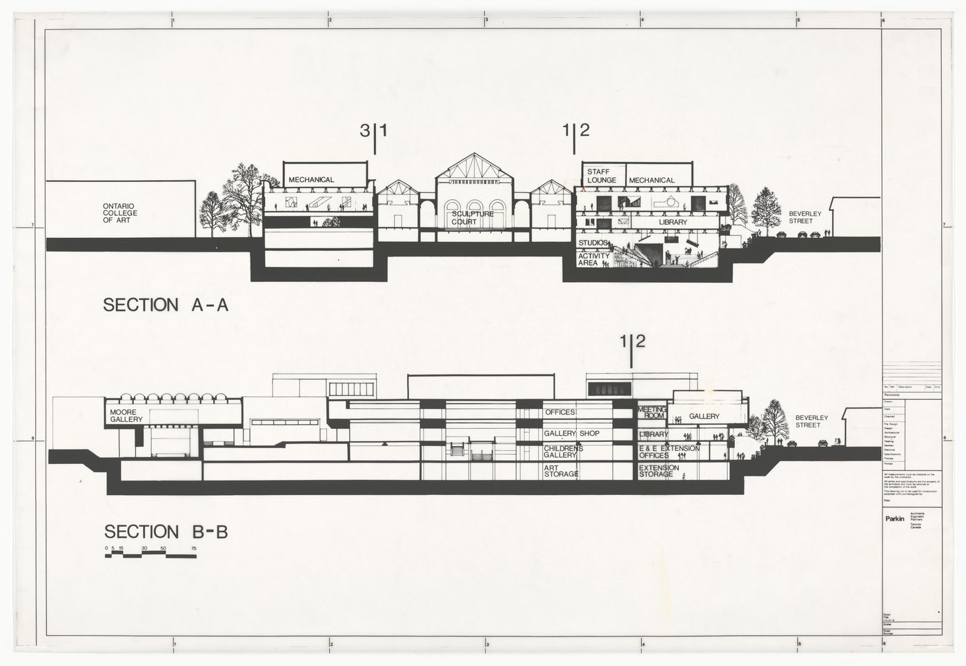 Sections for Art Gallery of Ontario, Stage II Expansion, Toronto