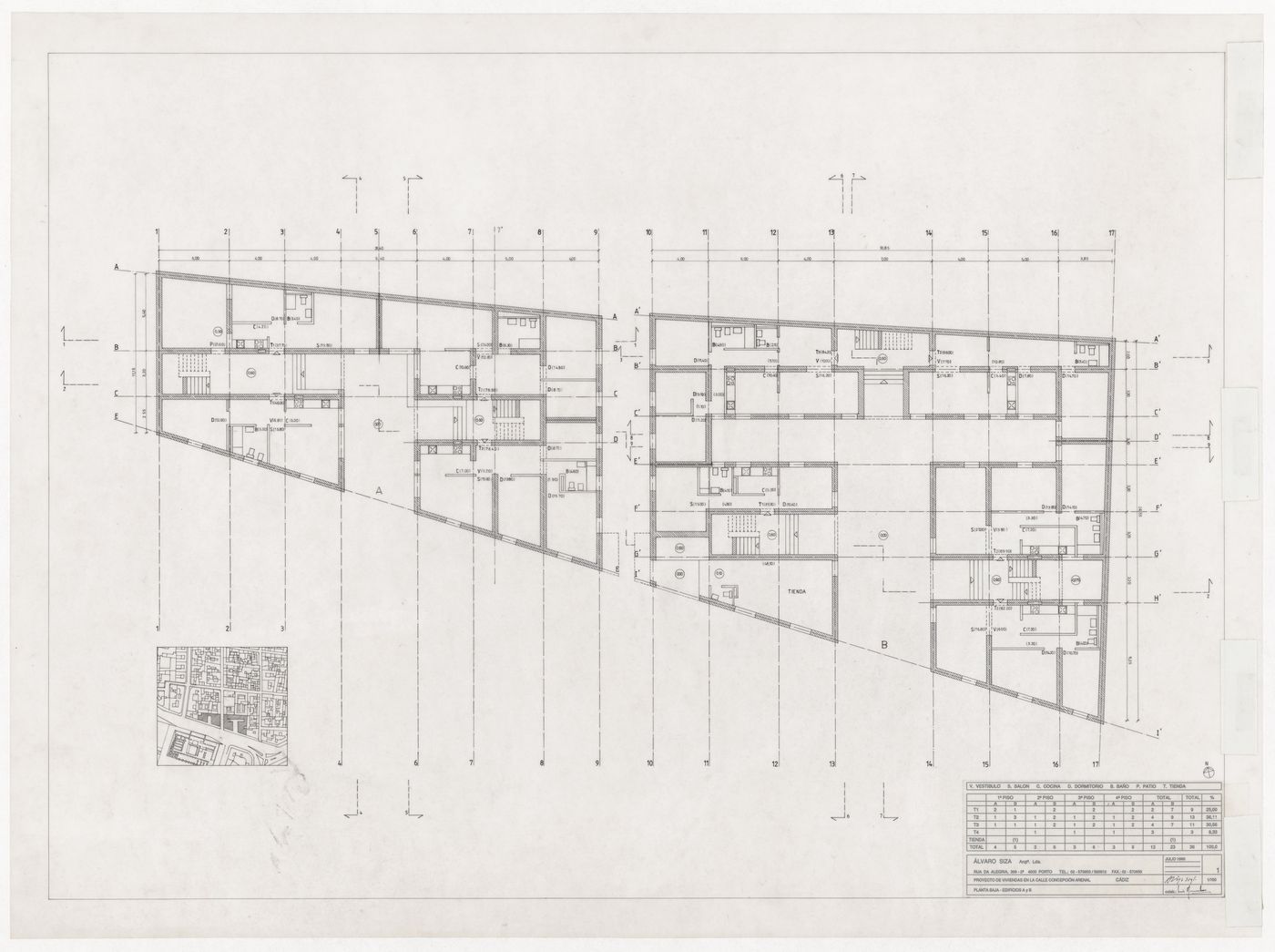 Ground floor plans for Habitações em Concepcion Arenal, Cadiz, Spain