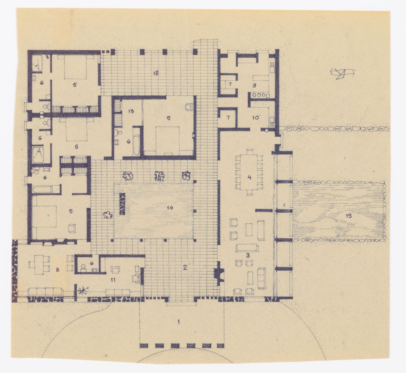 Floor plan for the Minister's House in Chandigarh, India