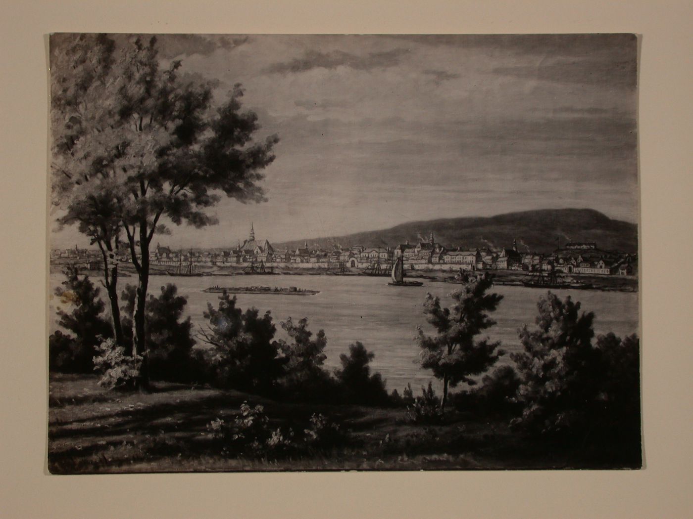 Photograph of a painting of Montréal from Île Ste-Hélène
