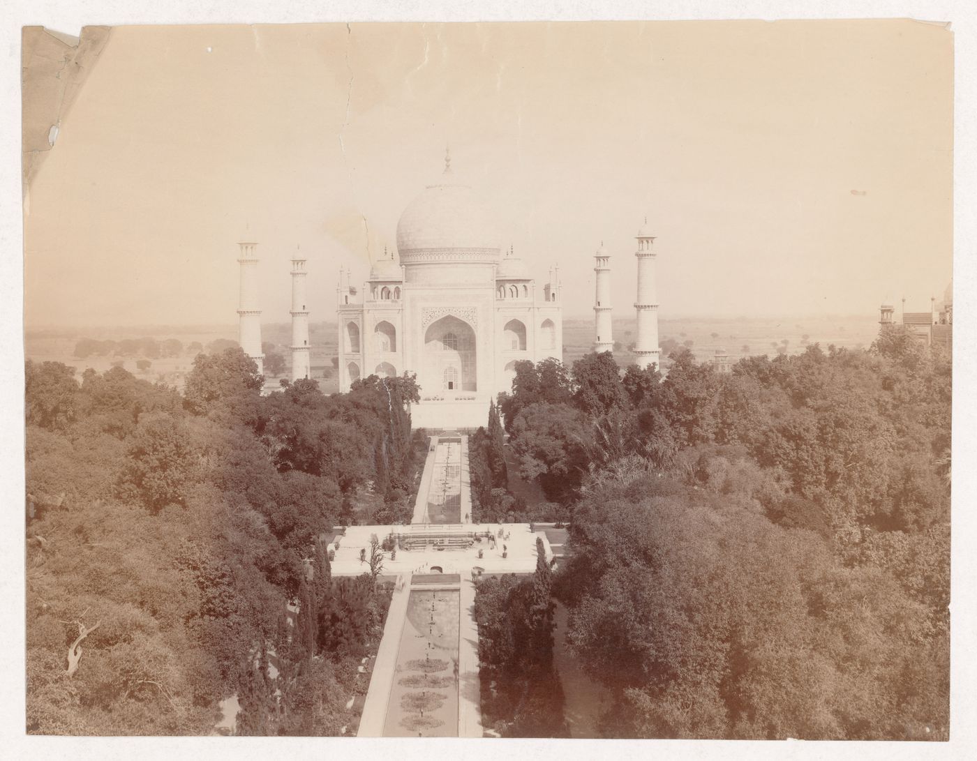 View of the Taj Mahal with the garden in the foreground, Agra, India