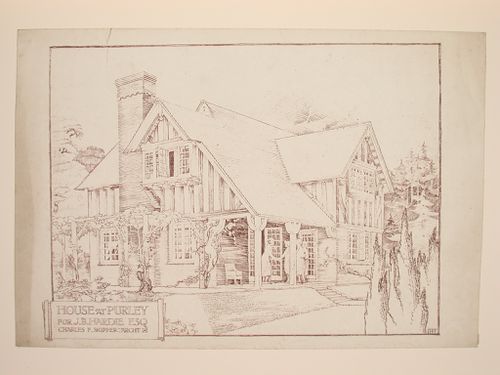 Perspectival view showing the J.B. Hardie House, Purley, England