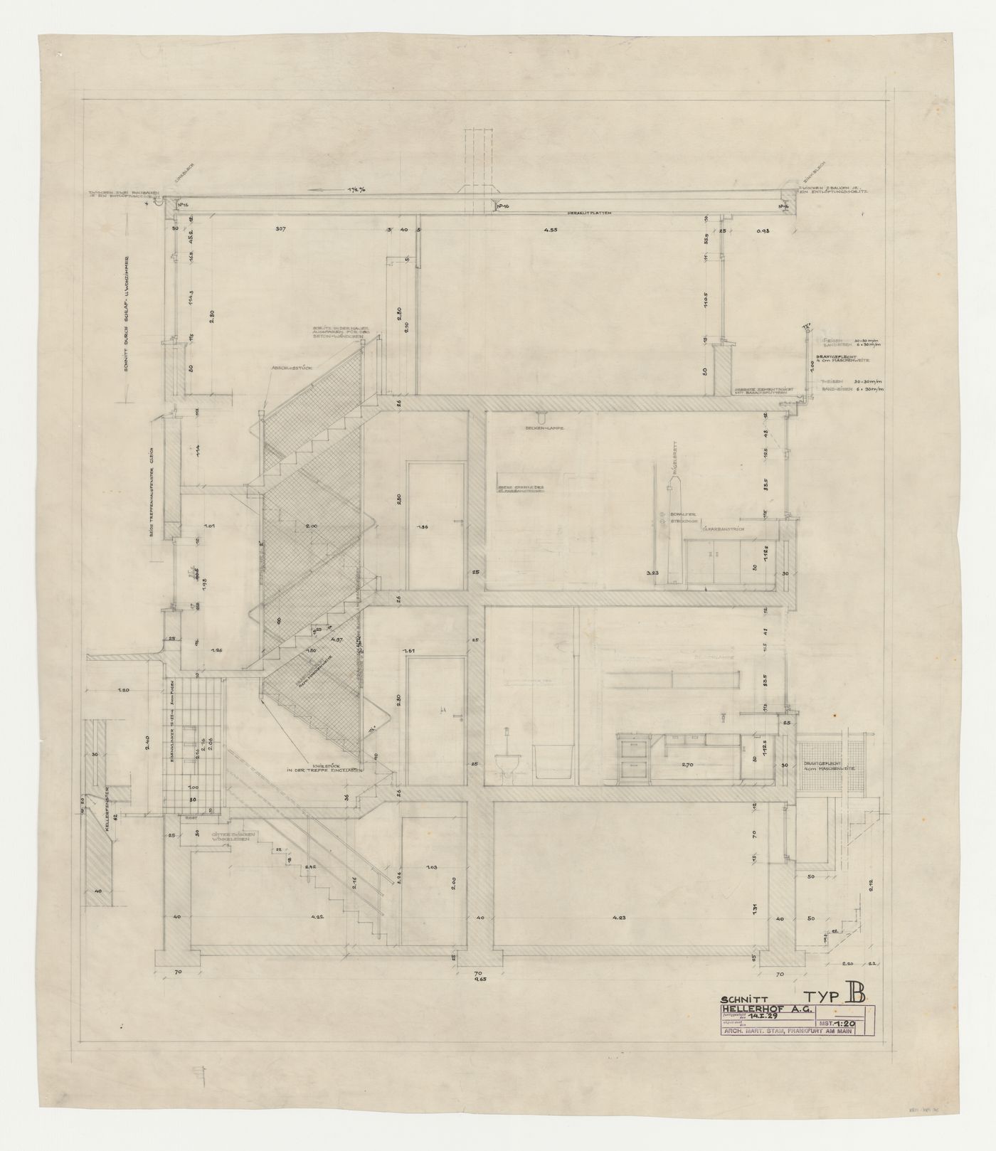 Section for a type B housing unit, Hellerhof Housing Estate, Frankfurt am Main, Germany