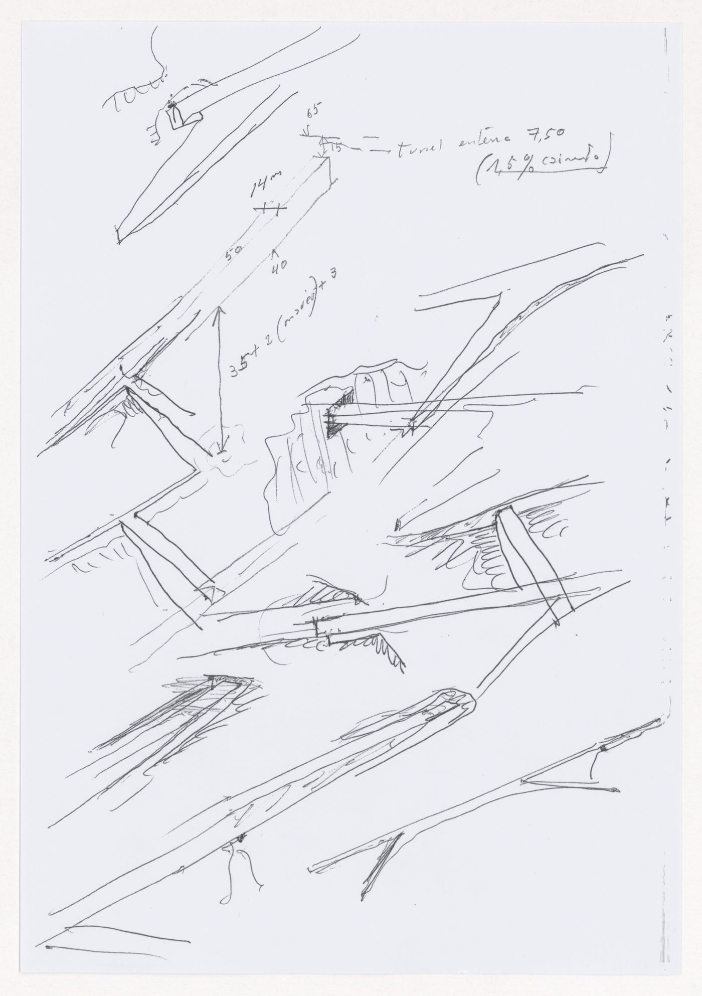 Sketches for Pólo III da Universidade do Porto e Nova ponte sobre o rio Douro [Bridge over the Douro river], Porto, Portugal