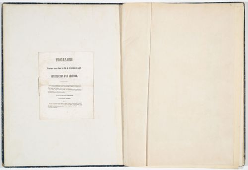 Pamphlet of the official programmes for competitions held by the city of Saint-Germain-en-Laye for the construction of a municipal slaughterhouse and the restoration of the parish church